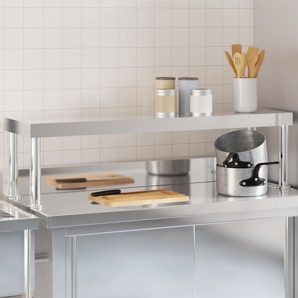 vidaXL Aufsatzboard für Küchentisch 110x30x35 cm Edelstahl, 376448
