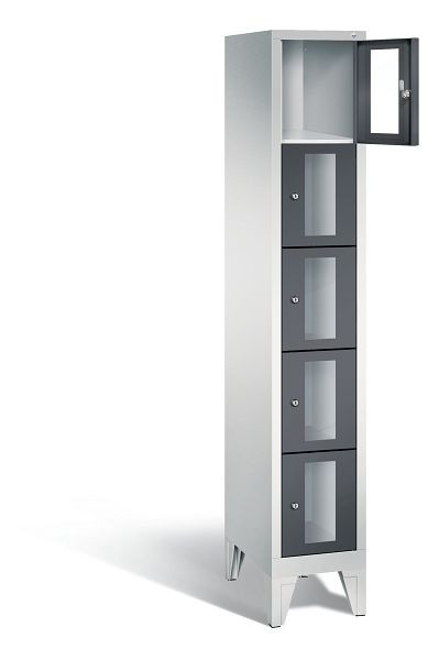 C+P Schließfachschrank Classic, H1850xB320xT500mm, Farbe: Lichtgrau / Schwarzgrau, 8010A105 S10005