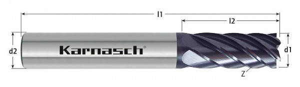 Karnasch VHM-Schaftfräser >4 x D, Progressiv Rockwell Cutter, HSC HHC d= 20,0 / f= 0,07 / L2= 70 mm UFX - 24, 306456200070