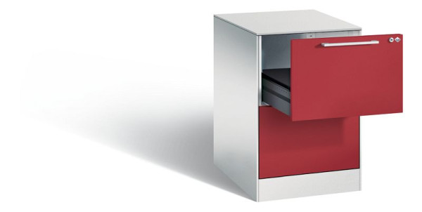 C+P Karteischrank Asisto, H710xB440xT600mm, Farbe: Lichtgrau / Rubinrot, Bügelgriff, 146275-221 S10022