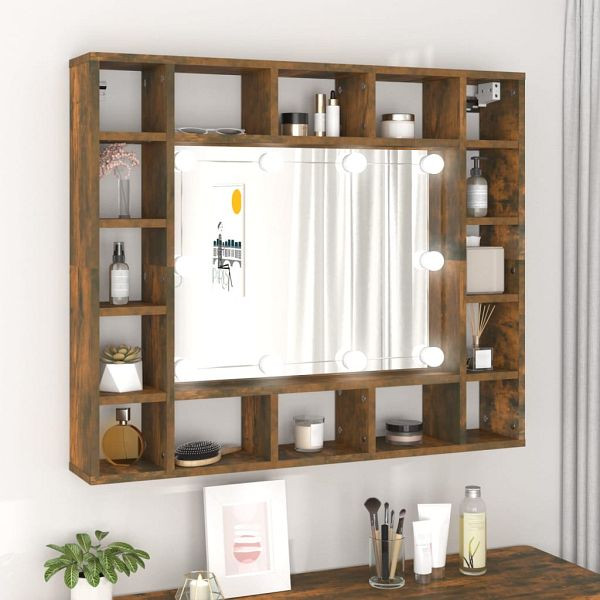 vidaXL Spiegelschrank mit LED Räuchereiche 91x15x76,5 cm, 820448