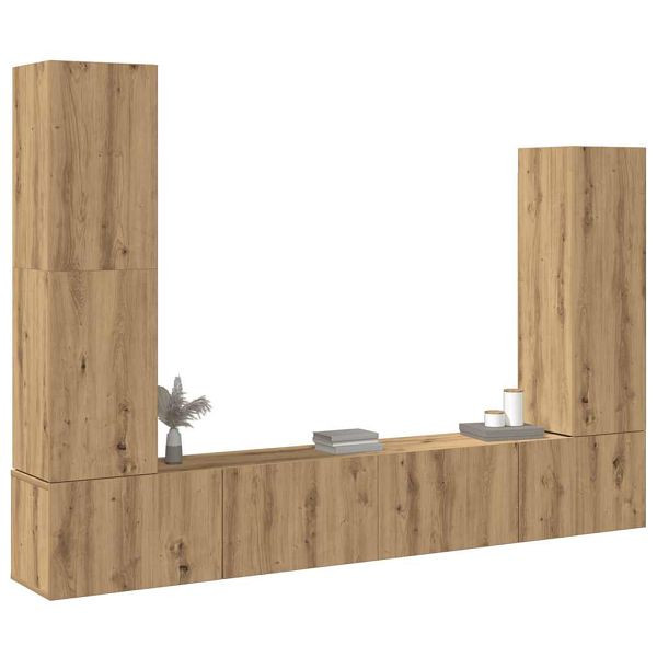 vidaXL 4-tlg. TV-Schrank-Set Wandmontage Artisan-Eiche Holzwerkstoff, 3329218