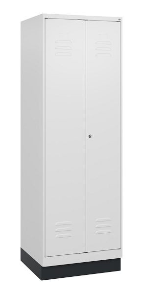 C+P Umkleidespind Classic PLUS, Doppel-Spind, Sockel, 2 Abteile, 1800x600x500mm, 9016/9016, Zylinderschloss, 0800227-20P S10029