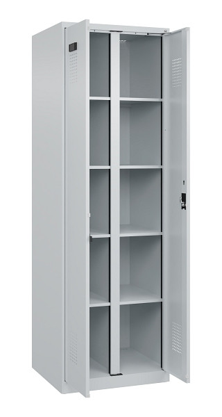 C+P Wäsche-Spind Evolo PLUS, 2 Abteile, 1850x600x500mm, 7035/7035, Verschluss Zylinderschloss, 049002-20B S10040
