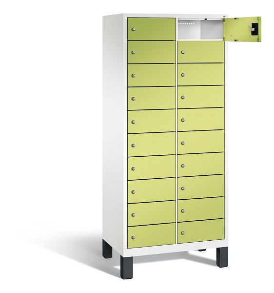C+P Schließfachschrank Evolo, H1700xB810xT500mm, Farbe: Verkehrsweiß / Viridingrün, 48010-2210 S10072