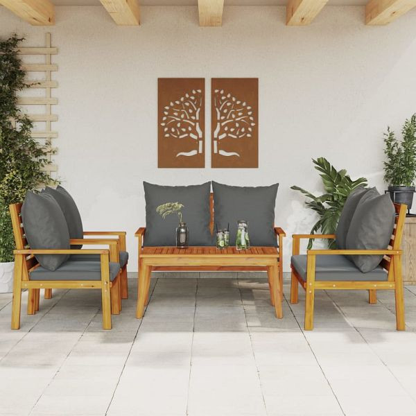 vidaXL 5-teilig Garten-Lounge-Set mit Kissen Massivholz Akazie, 3211802