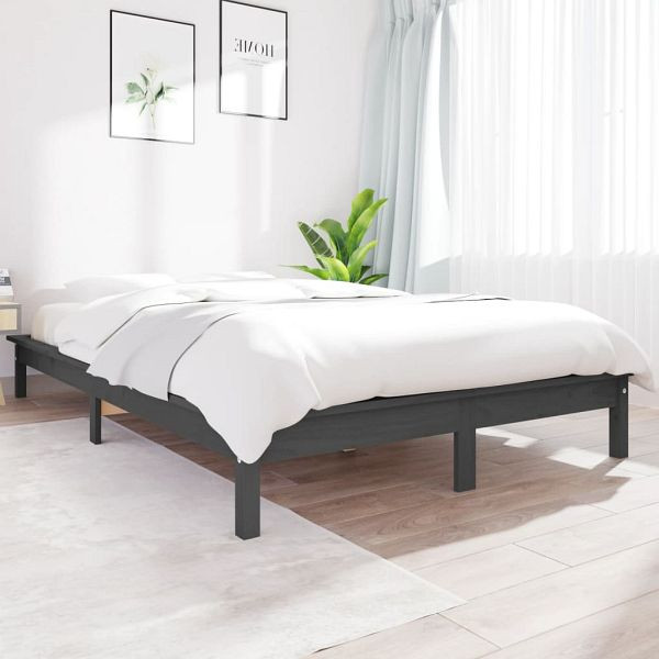 vidaXL Massivholzbett Grau 160x200 cm Kiefer, Material: Massives Kiefernholz, 820553