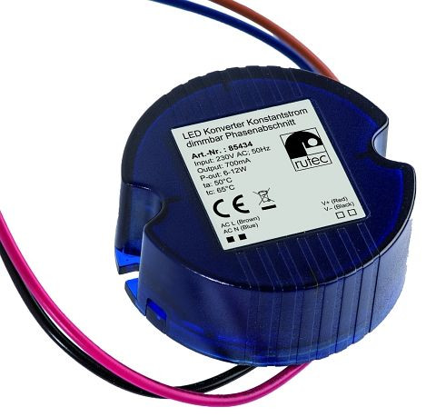 rutec LED-Konverter 700 mA 6W-12W 230V AC dimmbar Phasenabschnittsdimmer, 85434
