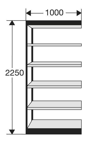 Kerkmann Büro-Regal Progress 2000, B 1000 x T 300 x H 2250 mm, schwarz/lichtgrau, 50213115