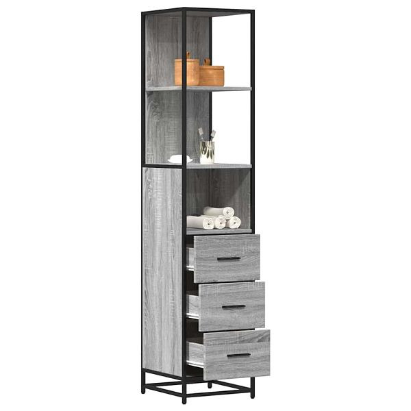 vidaXL Badschrank Grau Sonoma 35x37,5x166 cm Holzwerkstoff, 849247