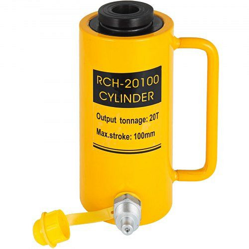 VEVOR Hydraulikzylinderheber Kapazität 20T Hydraulikzylinder 100 mm Hub einfach wirkender tragbar gelb, QJD20T100MMKXYY01V0