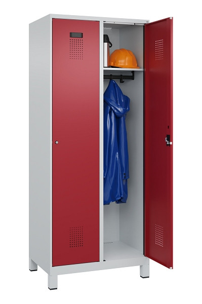 C+P Spind Evolo PLUS, mit Füßen, 2 Abteile, 1950x800x500mm, 7035/3003, Verschluss Zylinderschloss, Ablageböden 2, 049010-22 S10031