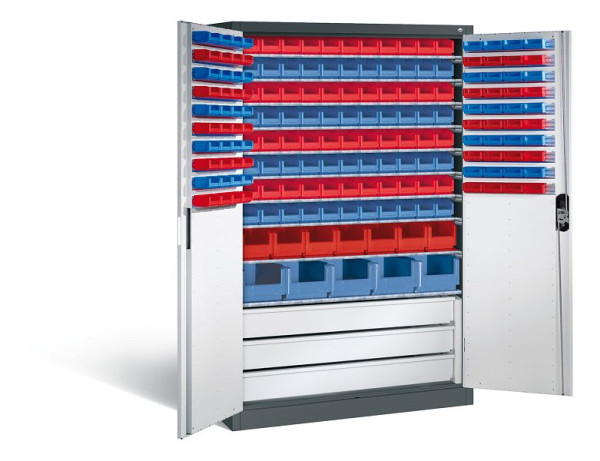 C+P Magazinschrank Acurado, H1950xB1200xT500mm, Farbe: Anthrazitgrau / Lichtgrau, Muldengriff, 8931-501 S10070