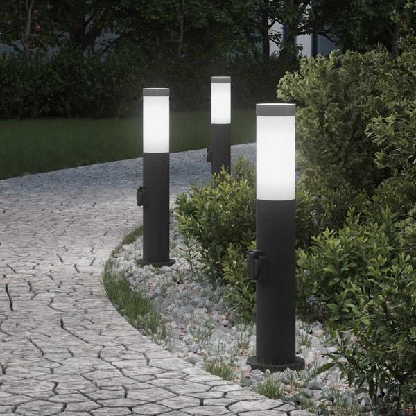 vidaXL Pollerleuchten mit Auslass 3er 50 cm Edelstahl IP44, 4006036