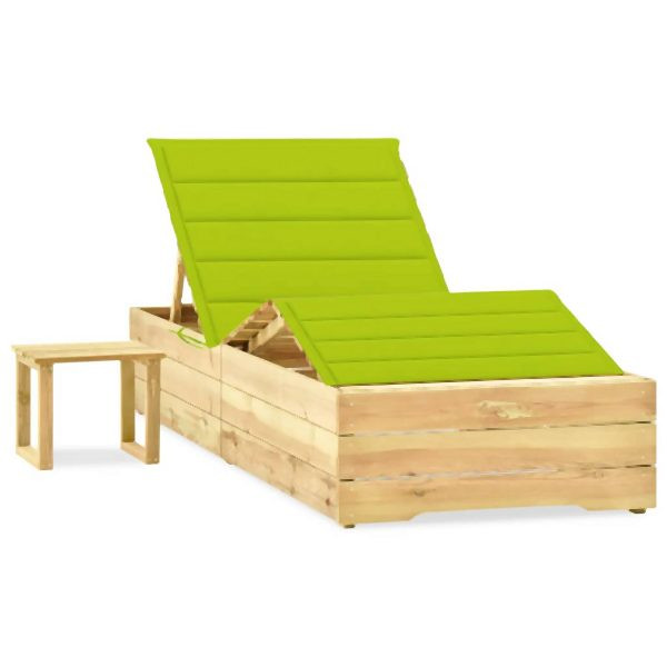 vidaXL Garten-Sonnenliege mit Tisch und Auflage Kiefer Imprägniert, 3065965