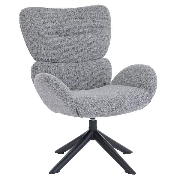 Mendler Loungestuhl HWC-Q53, Sessel Loungesessel Esszimmerstuhl, drehbar Metall Chenille (420g/m²), dunkelgrau, 166528