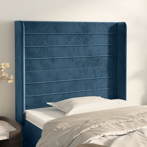 vidaXL Kopfteil mit Ohren Dunkelblau 83x16x118/128 cm Samt, 3119754