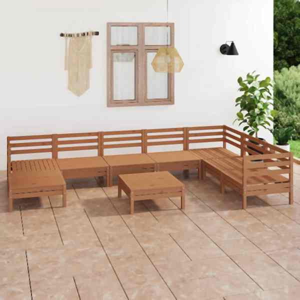 vidaXL 9-tlg. Garten-Lounge-Set Massivholz Kiefer Honigbraun, 3082992