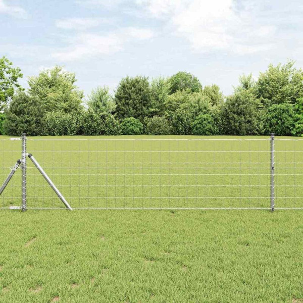vidaXL Zaun mit Pfosten Silber 0,6 x 25 m Stahl, 3350504