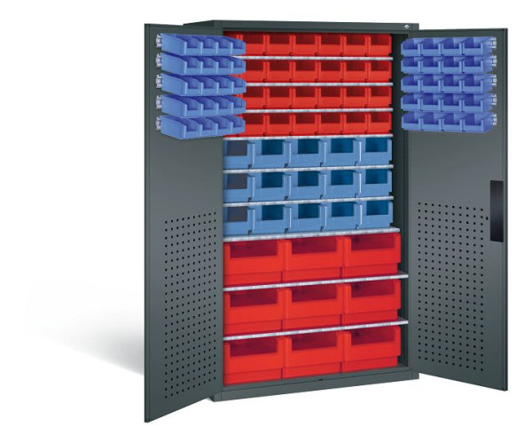 C+P Magazinschrank Serie 13, H1950xB1100xT535mm, Farbe: Anthrazitgrau, Muldengriff, 130276-65 S10079