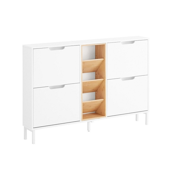 SoBuy Schuhschrank mit 4 Türen Holzfarbe 126x47x85 cm, Funktional, FSR183-WN