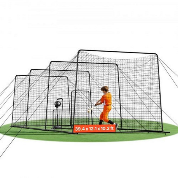 VEVOR Baseball Schlagkäfig Netz 1200x368x310 cm, 45-lagiges HDPE-Gewebe, Lange Positionierungsseile, inkl. Softballnetz, FXZTKWTG40YCIYLD1001V0