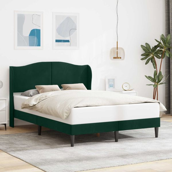 vidaXL Bettrahmen mit Kopfteil Dunkelgrün 120 x 200 cm Samt, 42027913
