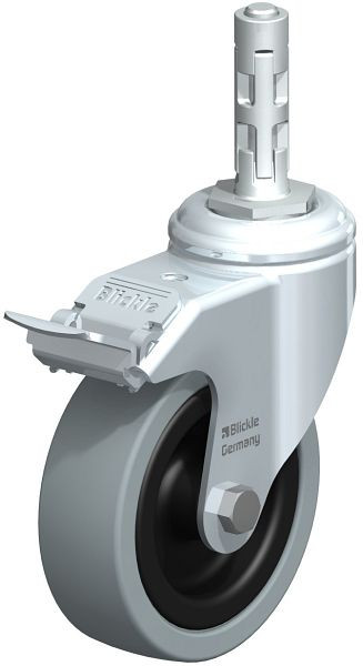 Blickle LKRA-VPA 101G-11-FI-E11 Apparate-Lenkrolle mit Rückenloch & Feststeller, Vollgummi, Grau, 485912