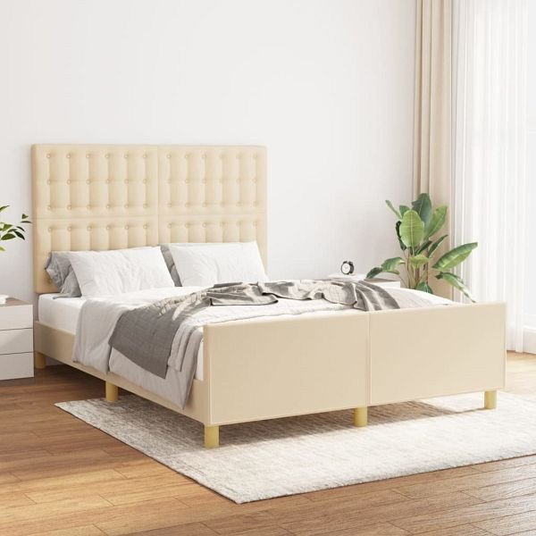 vidaXL Bettgestell mit Kopfteil Creme 140x190 cm Stoff, 3125378