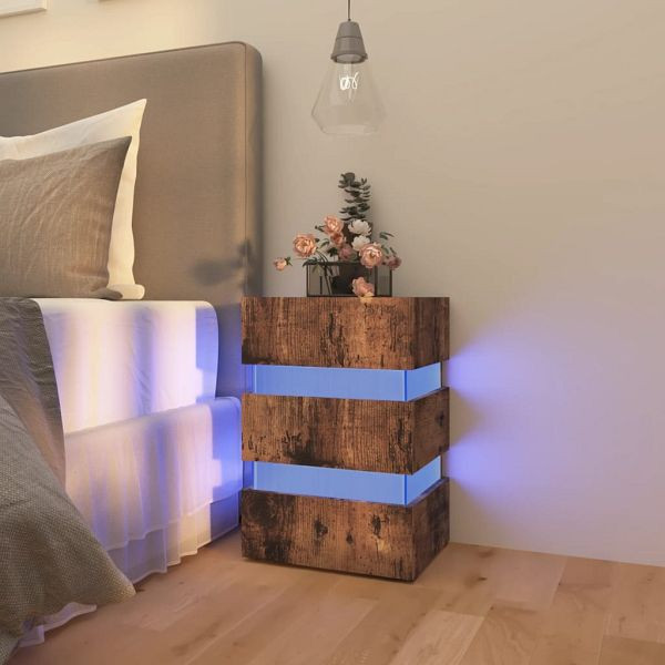vidaXL LED-Nachttisch Räuchereiche 45x35x67 cm Holzwerkstoff, 326848