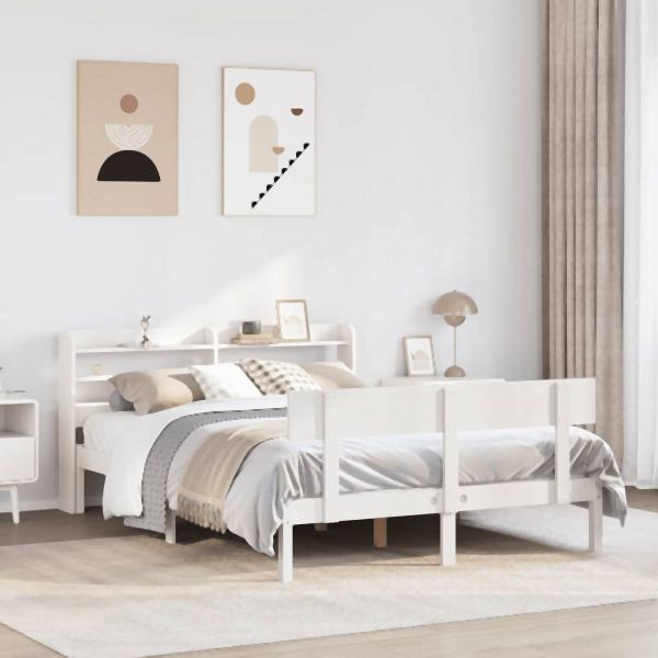 vidaXL Massivholzbett ohne Matratze Weiß 140x190 cm Kiefernholz, 3306612