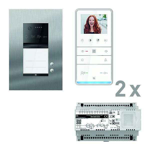 TCS Türkontrollsystem video: pack PRO 2WE Außenstation AVU 2T UP 2x Freisprecher IVW6511 Steuergerät, PVUF021/001