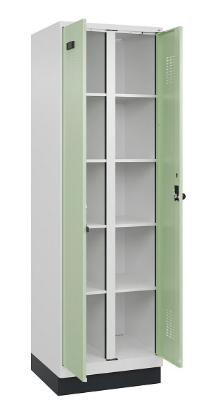 C+P Wäsche-Spind Evolo PLUS, mit Sockel, 2 Abteile, 1950x600x500mm, 9016/6019, Verschluss Drehriegel, 049022-20B S10019