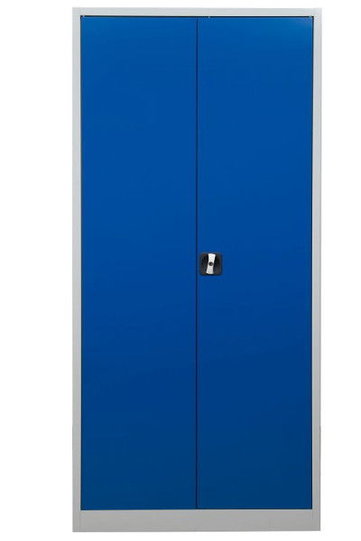 Gürkan Flügeltürenschrank, 42 x 92 x 195 cm, Lichtgrau, Enzianblau, Fachboden Stück 4, FLC.19, 100162