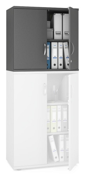 Deskin Flügeltüren-Aufsatzschrank MULTI M pro, Anthrazit, 800 x 420 x 750 mm, 333165