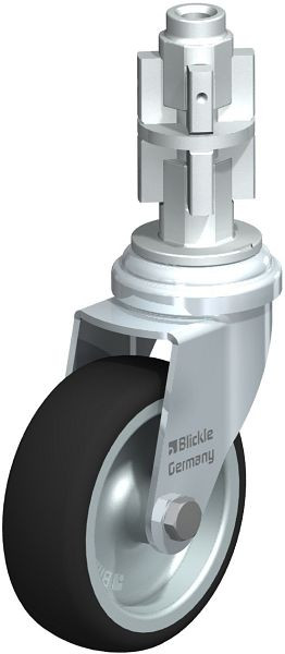 Blickle LRA-PATH 75G-E04 Apparate-Lenkrolle mit Expander, Thermoplastisches Polyurethan, Grau, 848610
