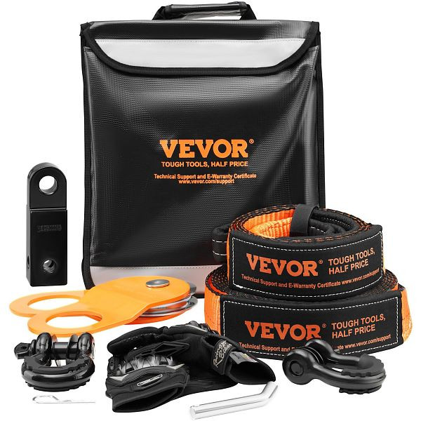 VEVOR Seilwinden-Bergungsset, Abschleppgurt, Schäkel, Notfallset, 7,6 cm x 9,6 m, 30.000 lbs, 8 Stück, JPJYGJB8J000SBO12V0