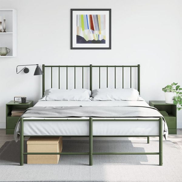 vidaXL Nachttische 2 Stück Olivgrün 34,5x39x44 cm Stahl, 841760