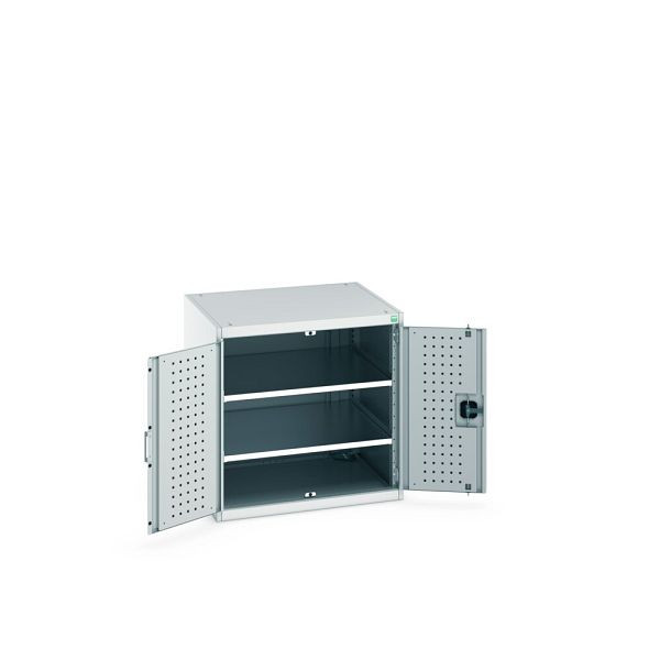 bott cubio Flügeltürschrank bestückt, mit 2 Fachböden, BxTxH: 800x750x800mm, RAL 7035/7035, Lichtgrau, 40028099.16V