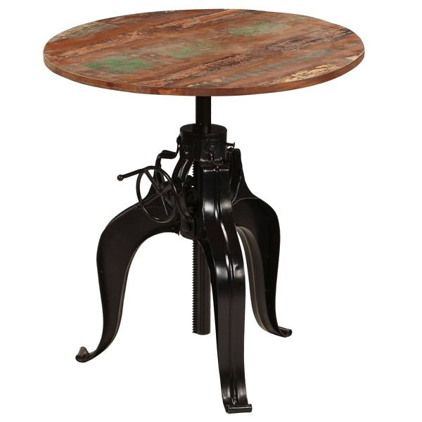 vidaXL Bartisch Altholz Massiv 75x(76-110) cm, Material: Massives Altholz + pulverbeschichteter Stahl, 245269