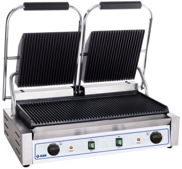 KBS Kontaktgrill Grillfläche 47x23 cm oben & unten gerillt 2 Temperaturzonen, elektro, 3,6 kW Tischgerät, 10927029