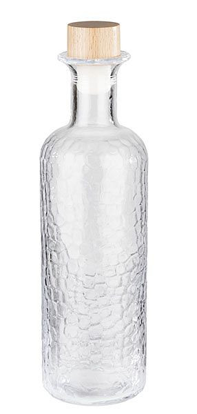 APS Glaskaraffe -WABE-, Ø 8 cm, Höhe: 28 cm, 0,8 Liter, Glas, Buchenholz, Silikon, 10741