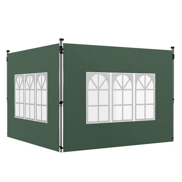 Outsunny 2er-Set Seitenteile für Pavillon 3x3/3x4 m, Seitenwand mit Fenster, wasserdicht Grün, 84C-458V00GN