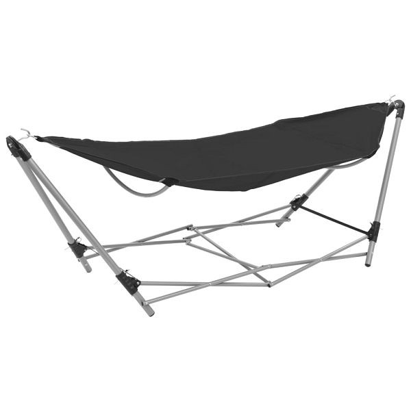 vidaXL Hängematte mit Klappbarem Gestell Schwarz, 44365