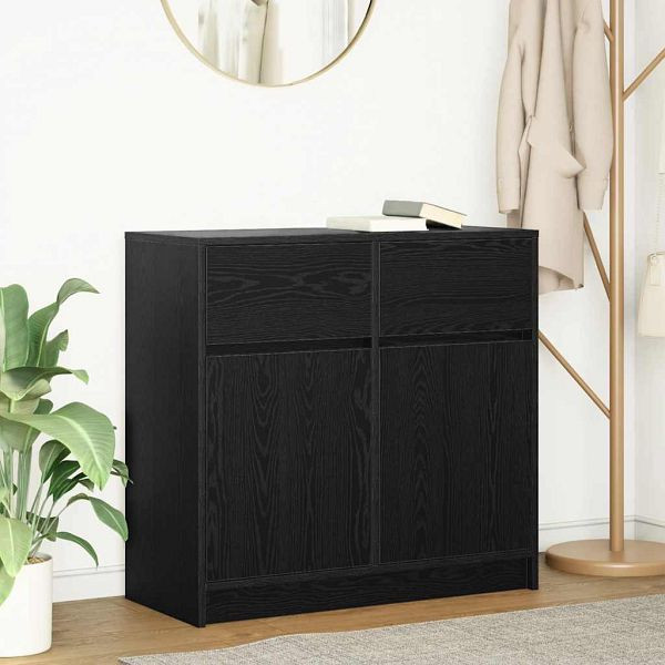 vidaXL Sideboard mit Schublade Schwarz Eichen-Optik 80x34x76 cm, 861536