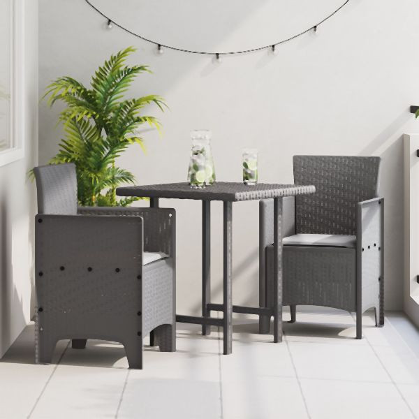 vidaXL Gartenstuhl Set aus 2 Hellgrau Kunststoff Rattan Standard, 847465