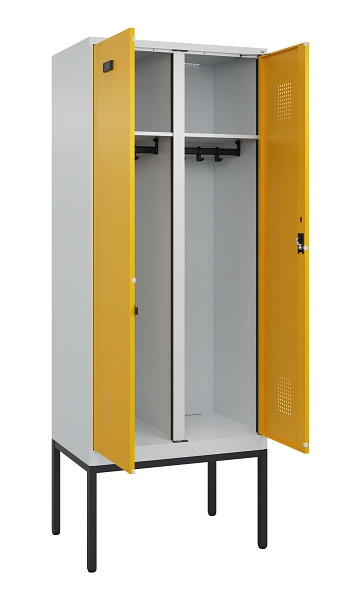 C+P Schwarz-Weiß-Spind Evolo PLUS, Gestell, 2 Abteile, 2120x800x500mm, 7035/1004, Zylinderschloss, 0490327-22 S10027