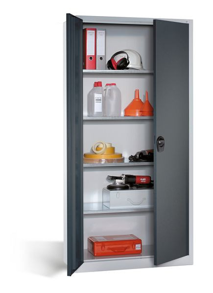 C+P Flügeltürenschrank Basic, H1950xB935xT400mm, Farbe: Lichtgrau / Anthrazitgrau, Rundgriff, 130287-300 S10051