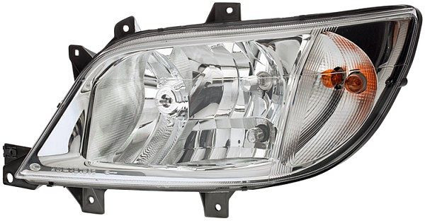 HELLA Halogen-Hauptscheinwerfer, für u.a. Mercedes-Benz Sprinter 3-T Chassis (903), ECE, für Linksverkehr, rechts, 1LH 246 047-081