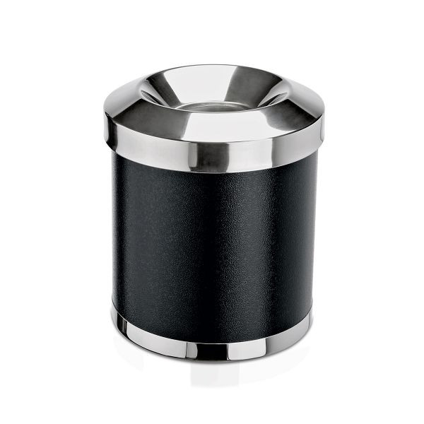 WAS Papierkorb mit Feuerschutzdeckel, Durchmesser 25 cm, schwarz, Edelstahl, 1135301